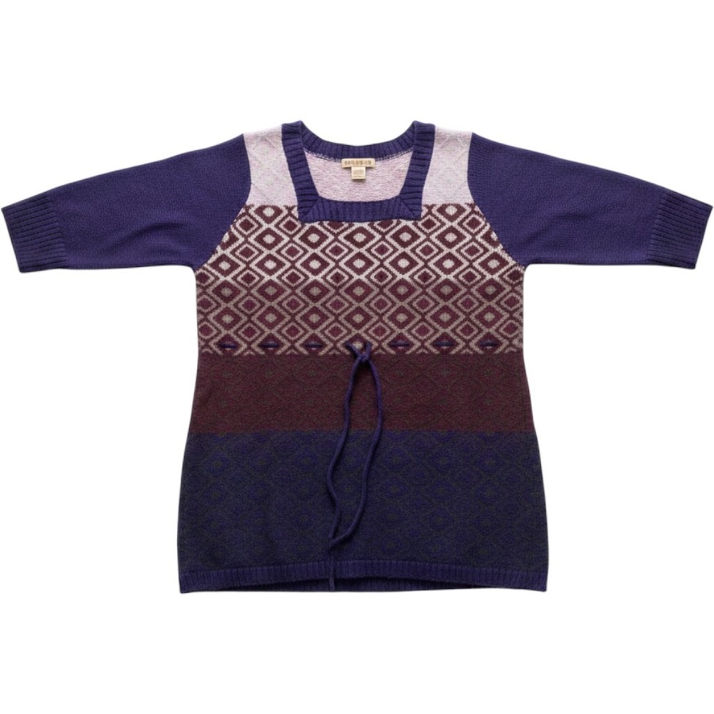 Art and Soul Woman Purple Geometric Knit Tunic Sweater 1X Drawstring 3/4 Sleeve